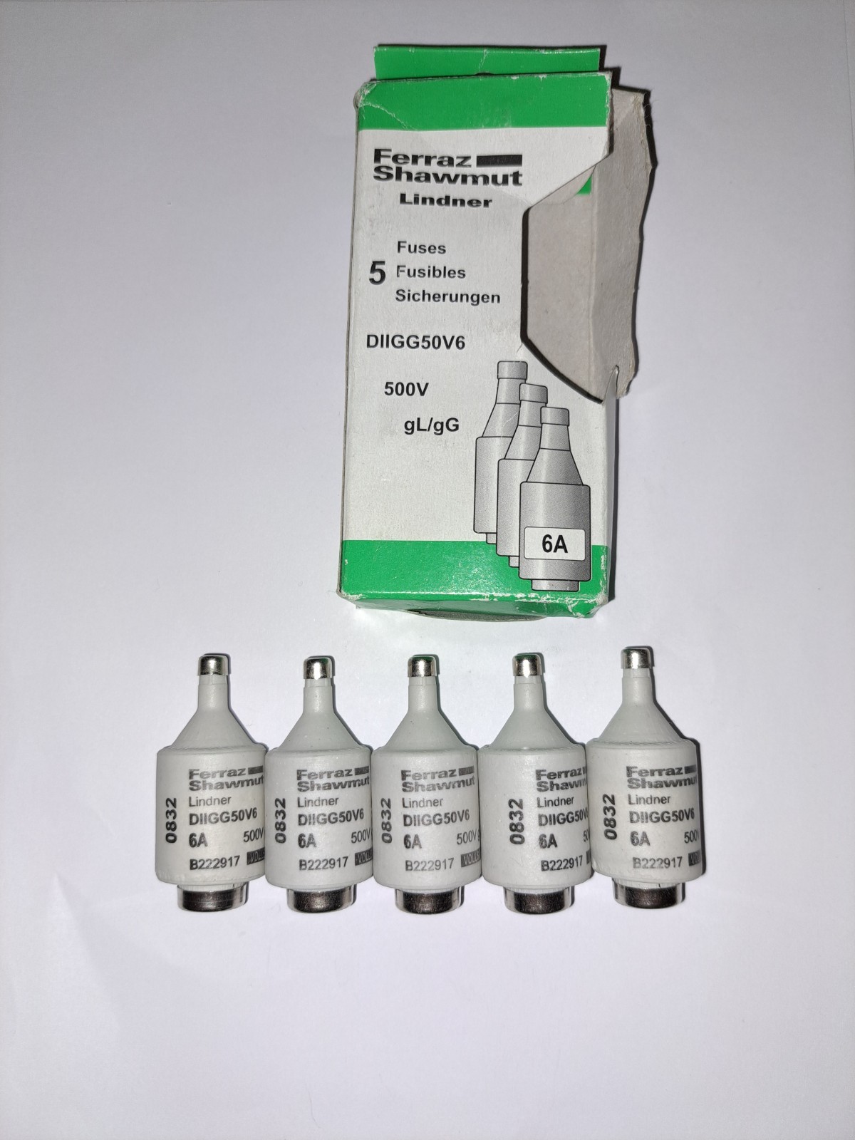 Ferraz Shawmut lidner DIIGG50V6 0832 B222917 500V fuse