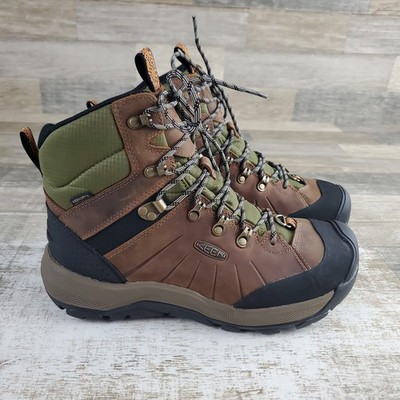 KEEN Revel IV Mid Polar Mens Hiking Boots Sz 9 Bison Orange Pepper Waterproof