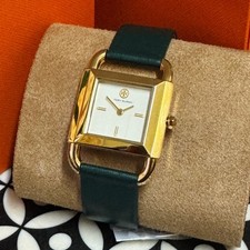 NEW TORY BURCH Phipps Valley Forge Green Leather Strap Watch TBW7203