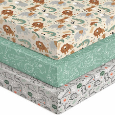 Baby Crib Sheets for Boys Girls, 28X52X8In Fitted Crib Sheet Neutral 3 Pack for