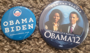 2 NEW POL,ITICAL BUTTONS - OBAMA BIDEN - BARACK & MICHELLE OBAMA