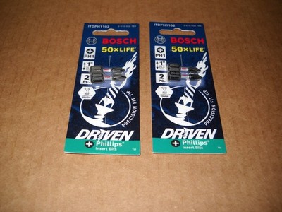 New Bosch Lot of 4 Pieces PH1 Phillips 1'' Insert Bits Impact Ready 50 X Life