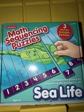 Lakeshore Math Sequencing Puzzles 3 Sturdy Wood Sea Life Puzzles Ages 3 NIB