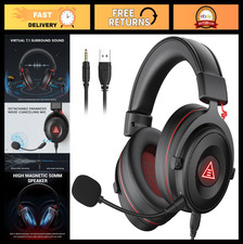 USB Gaming Headset with Detachable Mic, 7.1 Surround Sound, 50MM Drivers - PC, P