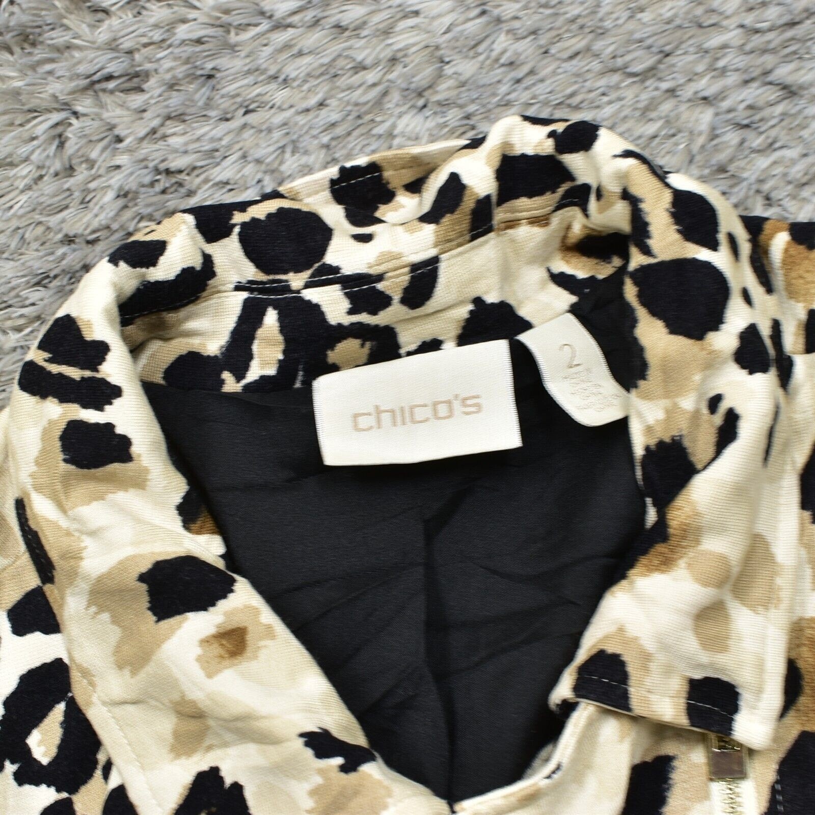 Chico's Women's Size 2 Basic Jacket Brown Cheetah… - image 6