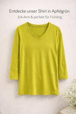 LYLA Damen Shirt 34 Arm Modal-Mix V-Ausschnitt gerundeter Saum lässig chic