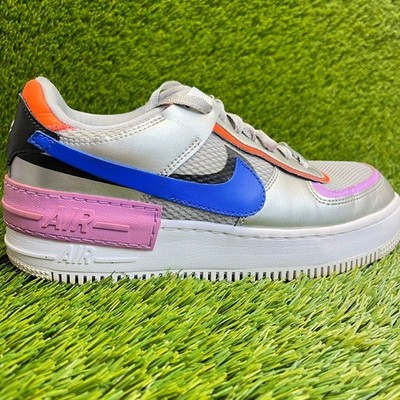 Nike Air Force 1 Shadow Metallic Silver Womens Size 8.5 Athletic Shoes Sneakers