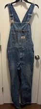 Round House Men's Blue Denim Overalls Size 58x32 Adjustable Straps Workwear