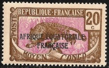 Middle Congo #32 (A1) VF MLH - 1927 20c Leopard - Ovp t