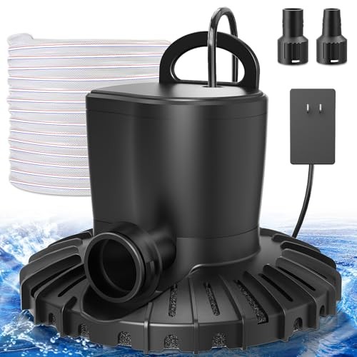 Bomba Cubierta Piscina, 3000L/H Encendido Automático Apagado Piscina Cubierta Bomba con 2 Jardín