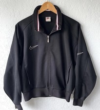 VINTAGE 90s Nike Swoosh Zip Track Jacket Soccer Black Red Mens L READ DESCRIPTIN