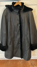 Hide Society Shearling Coat, Size 8, black