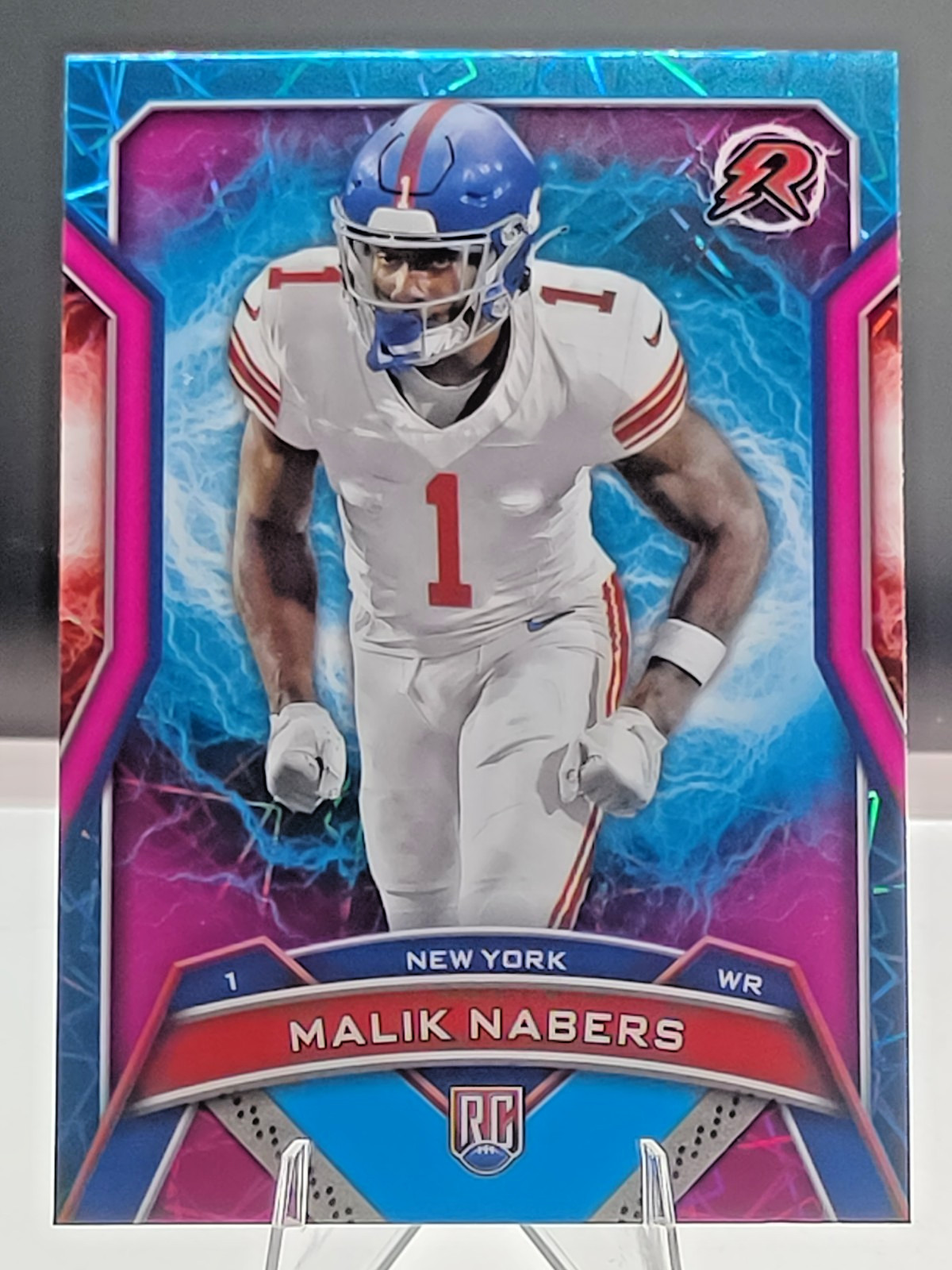2024 Topps Resurgence Malik Nabers 170 Sky Blue & Pink Shock Refractor Rookie