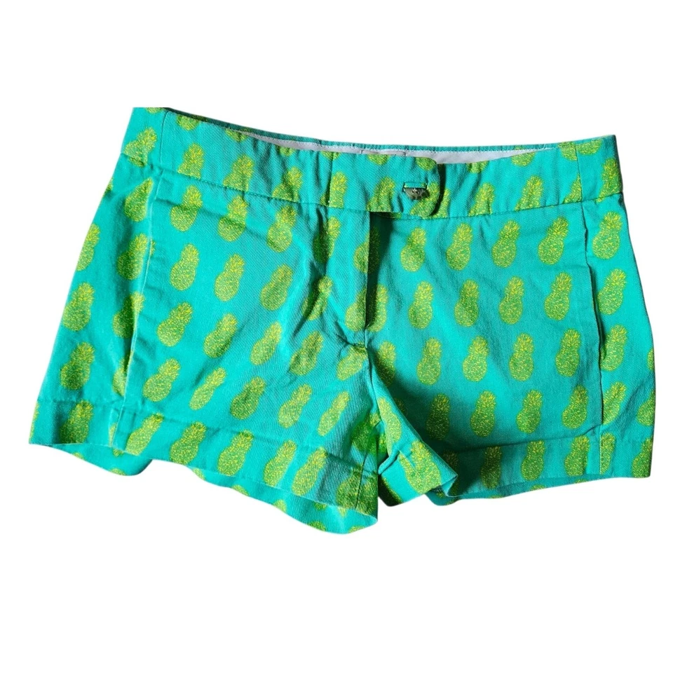 J. Pantalones cortos de mujer Crew con estampado verde y amarillo talla 0 Foto 3 de 4