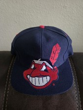 Vintage Cleveland Indians  Monster Text by Signatures Snapback hat Wool Blend