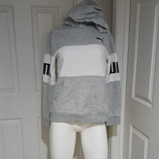 Puma Children's Hoodie Sweatshirt in Gray and White size L