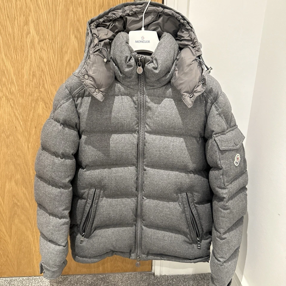 Moncler Montgenevre Padded Down Jacket Men’s 1/Small Grey Wool Detachable Hood - Image 2 of 4