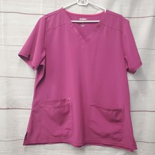 Scrubstar Short Sleeve V-Neck Scrub Top Fuschia Size Large Medical Women's
