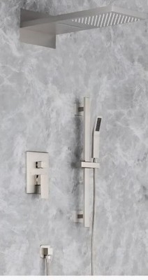 NEW Rainlex Rain Shower Head 3 Way Water System Rectangle Shower Faucet