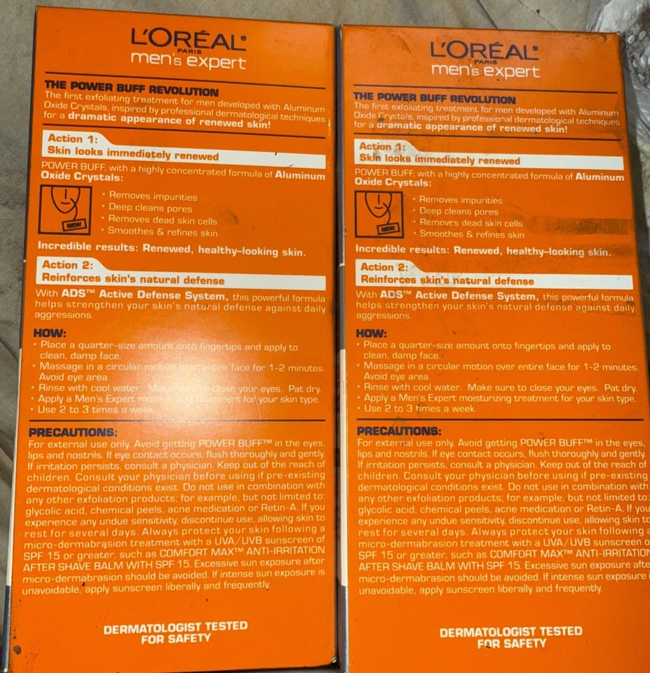 LOT OF (2) L'OREAL MEN'S EXPERT POWER BUFF ANTI-ROUGHNESS EXFOLIATOR 2 OZ BOXED - Image 2 of 2