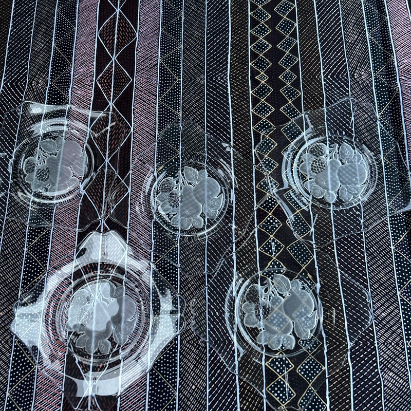 Imperial Glass Intaglio Fruit #7888 Salad Plate 5 Clear w Frost Fruit 7 " Sq