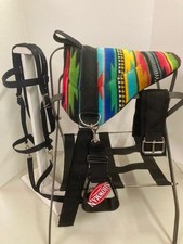 MINIATURE HORSE / SM PONY BAREBACK SADDLE PAD SET - SW STRIPE- BITLESS BRIDLE