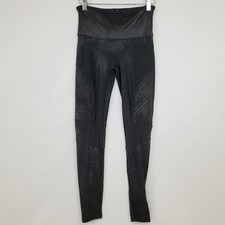 Spanx Leggings Womens Small Faux Leather Moto Pull On Shaping Stretch Black