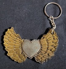 Handmade Epoxy Heart with Wings Keychains