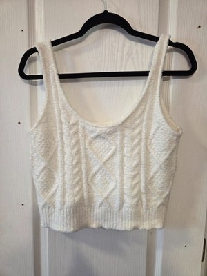Tranquil & True white Super Soft Cropped Sweater Tank Top Women's Large