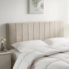 Nestl Beige Twin Headboard Upholstered Wall Mount Channel Stitched Peel/Stick