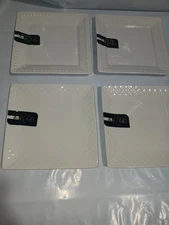La Rochelle 6" Porcelain Dessert Plates. 2 Square Rim & 2 Dotted Rim. 4pcs New