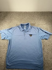 Chicago Cubs Antigua Men's Blue Performance Active Stretch Golf Polo Embroidered