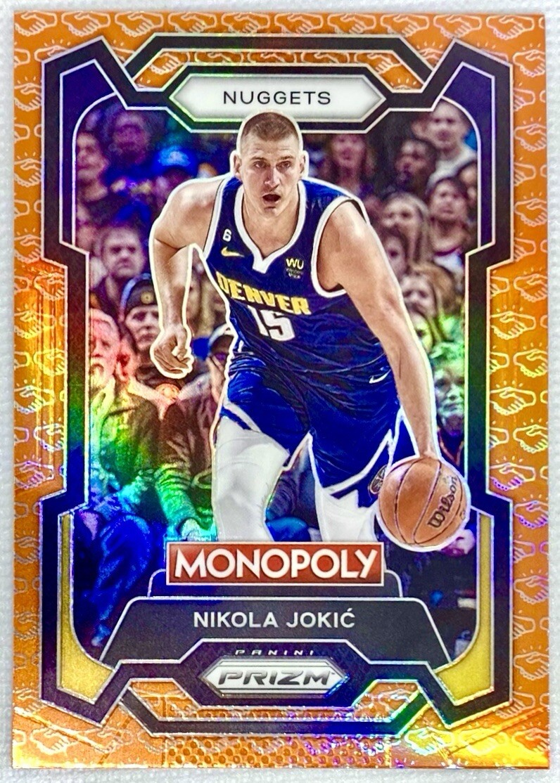 2023-24 Panini Prizm Monopoly Nikola Jokic Handshake Deal Emoji Orange SP #1