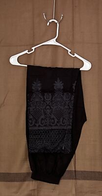 Pakistani Cotton Emb Trouser L Color-Black L-40in Bottom-8in Hip-48 