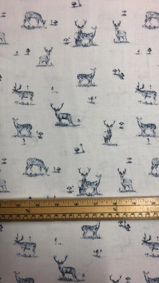 Fat Quarter Dear Stella Grey Stags 100% Cotton Quilting Fabric