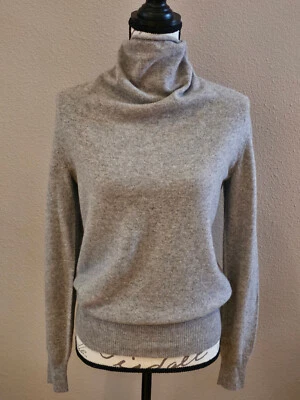 Tory Burch Gris Cachemire Entonnoir Pull Col Avec Exposé Fermeture Éclair Dos - Photo 1/4
