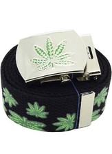 3D "MARIJUANA" MILITARY CANVAS WEB BELT BUCKLE 56 Inch