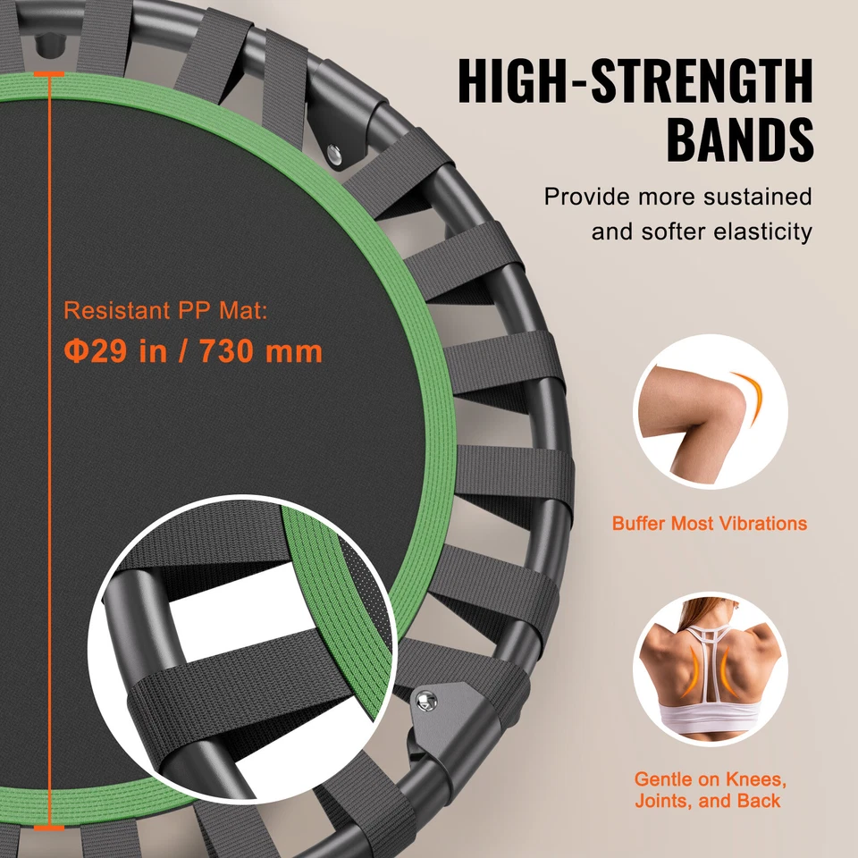 Uimoso 36" Foldable Mini Fitness Trampoline Adults Indoor Exercise Rebounder - Image 3 of 4