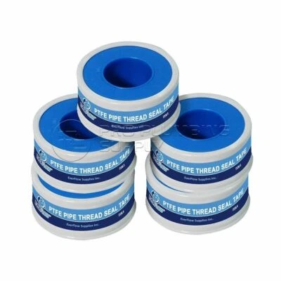EVERFLOW 5 Rolls Plumbers PTFE Tape 3/4" W x 520" L Pipe Thread Seal Tape