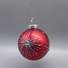 Katherines Collection Jeweled Red Satin Globe Glass Christmas Ornament