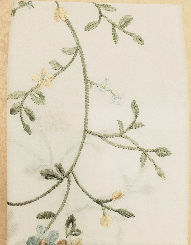 Addison Window Curtain Valance 51 by 24 Inch White Embroidered Faux Silk - Image 3 of 3