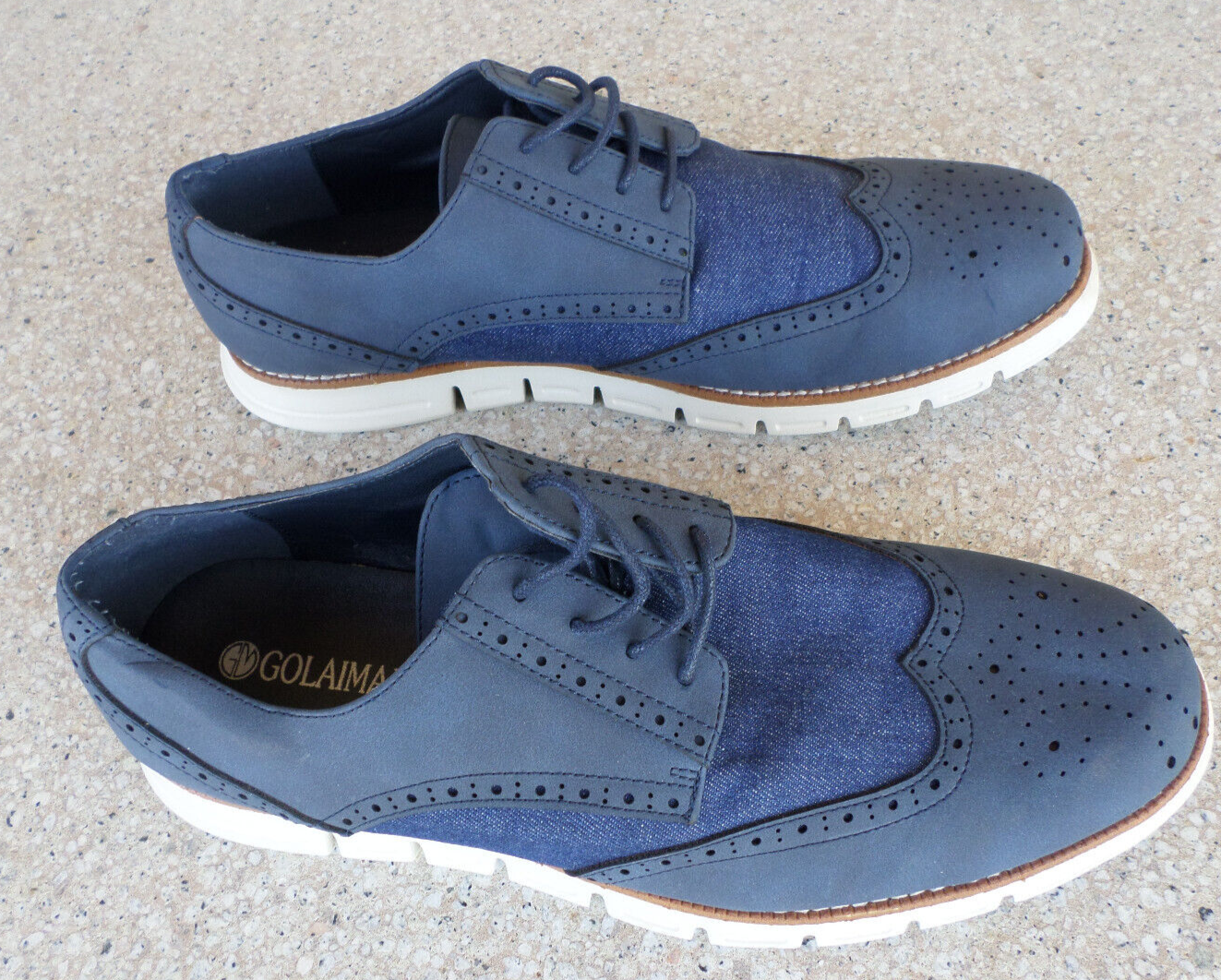 SAOLA Golaiman blu navy ecopelle e denim casual abito a coda di rondine. Uomo 12