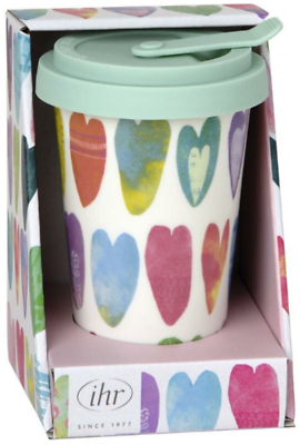 Thermobecher Becher Porzellan Herz Herzen Rainbow Hearts IHR Ideal Home Range