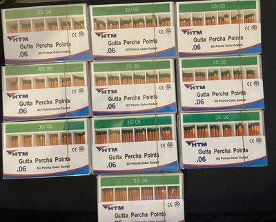 10 Pack HTM Gutta Percha Points 35/.06 Color Coded 60 Points EXP 07/2025 New  