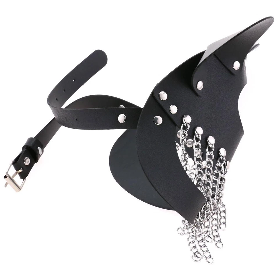 Allacki Leather Chain Tassels Bunny Eye Mask Punk BDSM Party Accessories - Image 3 of 4