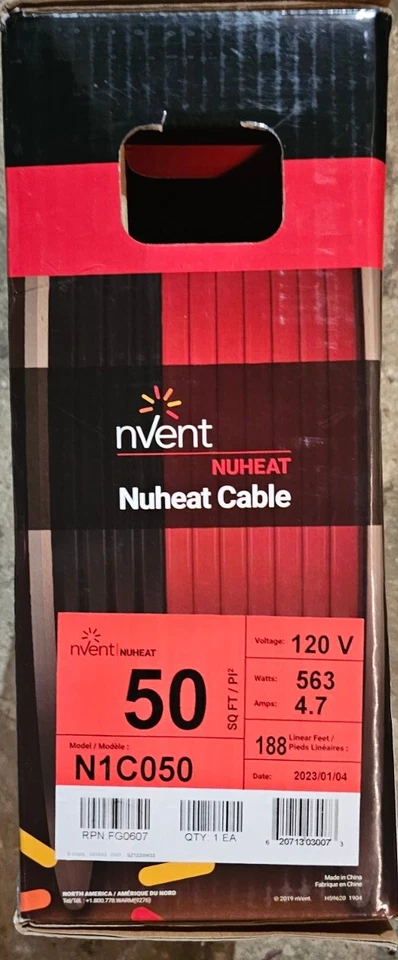 Sistema de cable Nuheat para calefacción en suelo radiante - 120v - 50 sq. ft. Foto 4 de 4