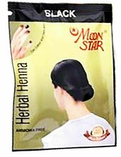 MOON STAR Herbal Henna Black Hair Colour 6 Packs of 10 Gms Each Free Ship