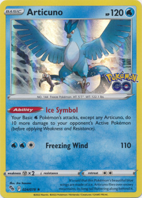 Articuno 024/078 Pokemon Go Pokemon TCG Holo Rare