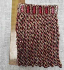 LOT PRICE 5 YARDS - Treasure Red, Green, Gold 5" Bullion Fringe  home decor