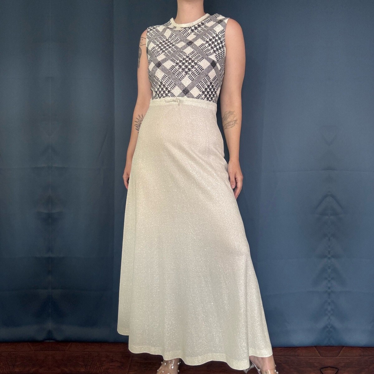 fitted lace wedding dress More You Mesh Maxi Dress in Disco Checkerboard S